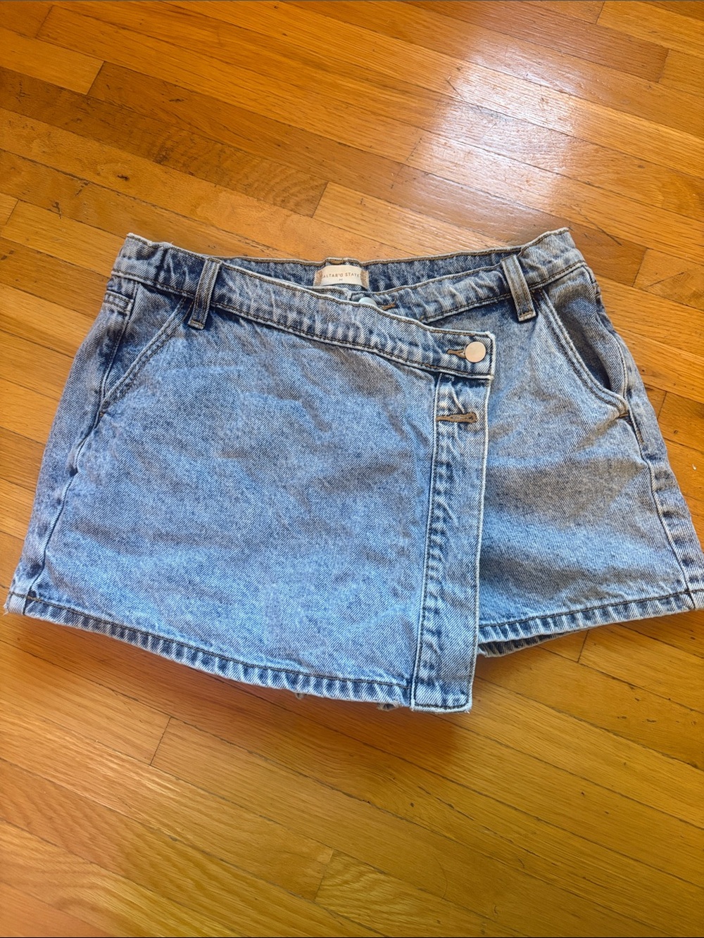 Altar'd State Light Blue Denim Wrap Skort